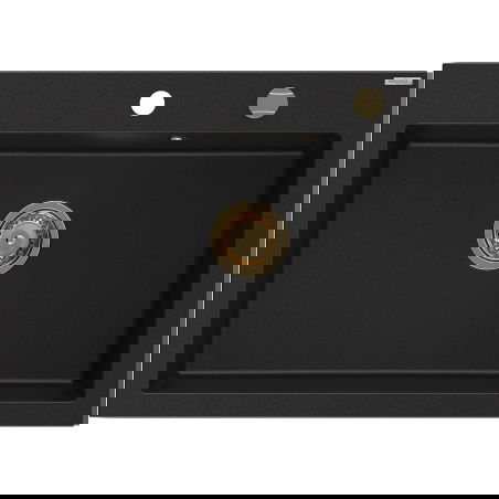 Mexen Elix кухненска мивка гранитна 1-камерна 700 x 500 мм, черна, златен сифон - 6526701005-77-G