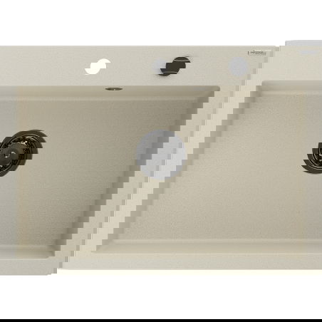 Mexen Elix гранитна мивка с 1 камера 700 x 500 мм, бежова, черен сифон - 6526701005-69-B