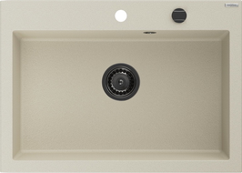 Mexen Elix гранитна мивка с 1 камера 700 x 500 мм, бежова, черен сифон - 6526701005-69-B