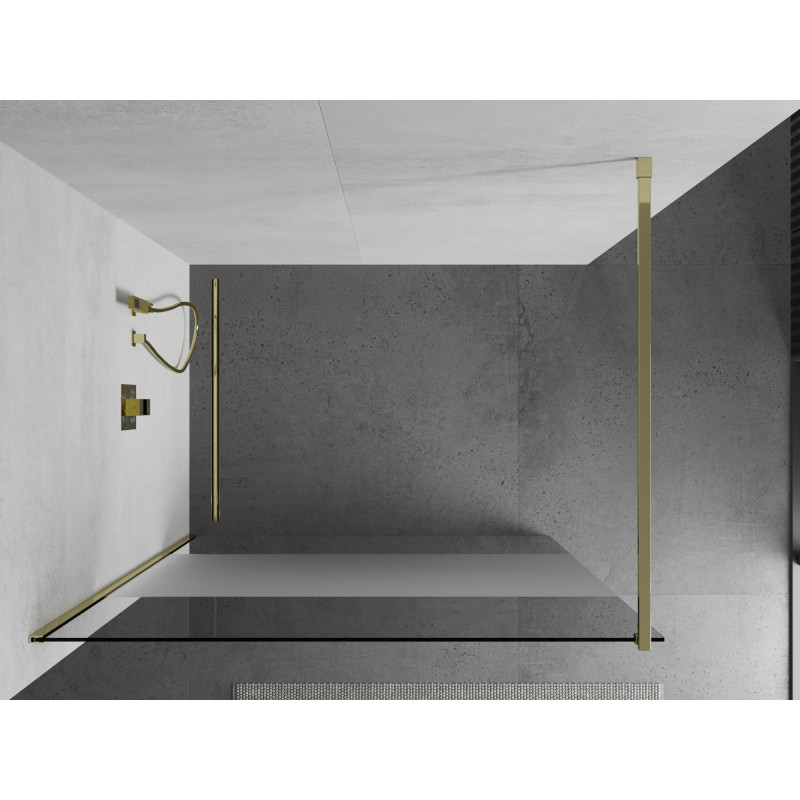 Mexen Kioto Душ стена Walk-in 130 x 200 см, прозрачна/матова 8 мм, златна - 800-130-101-50-35