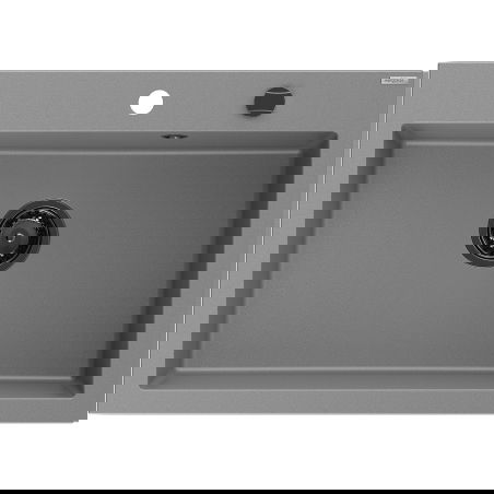 Mexen Elix гранитна мивка с 1 отделение 700 x 500 мм, сива, черен сифон - 6526701005-71-B