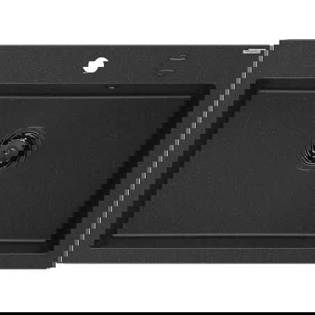 Mexen Elix кухненска мивка от гранит, с 1 гнездо, 700 x 500 мм, черен/сребрист металик, черен сифон - 6526701005-73-B