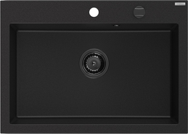 Mexen Elix гранитна мивка с 1 камера 700 x 500 мм, черна, черен сифон - 6526701005-77-B