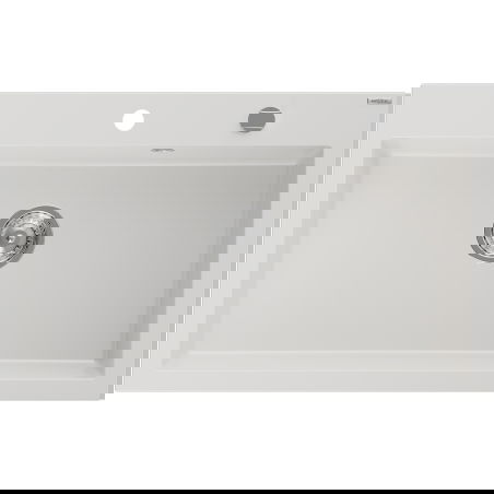 Mexen Elix гранитна мивка с 1 корито 800 x 500 mm, бяла, със сифон хром - 6527801005-20