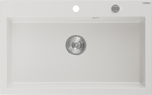 Mexen Elix гранитна мивка с 1 корито 800 x 500 mm, бяла, със сифон хром - 6527801005-20