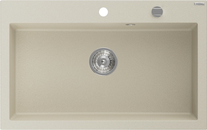 Mexen Elix еднокоморна гранитна мивка 800 x 500 мм, бежова, хромиран сифон - 6527801005-69