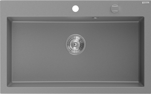 Mexen Elix кухненска мивка гранитна 1-камерна 800 x 500 мм, сива, сифон хром - 6527801005-71