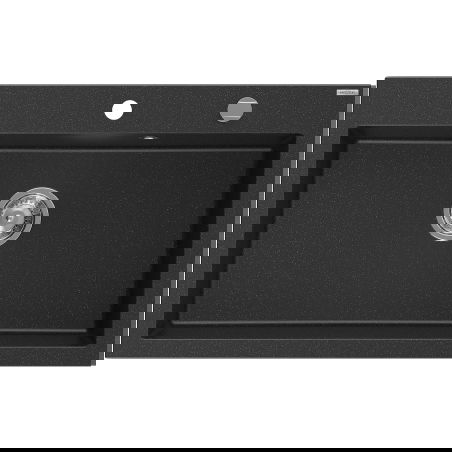 Mexen Elix кухненска мивка гранитна с една камера 800 х 500 мм, черен/сребрист металик, сифон хром - 6527801005-73