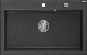 Mexen Elix гранитна мивка с 1 отделение 800 x 500 мм, черна с пръски, сифон хром - 6527801005-76