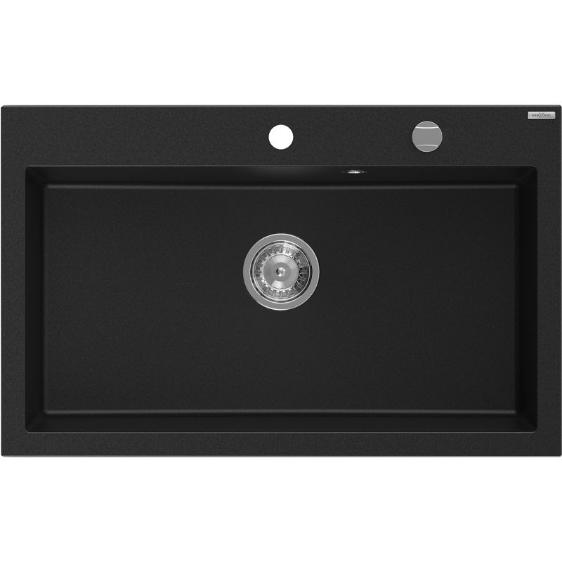 Mexen Elix гранитна мивка с 1 отделение 800 x 500 mm, черна, хромиран сифон - 6527801005-77