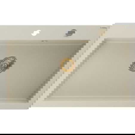 Mexen Elix Гранитна мивка с 1 отделение 800 x 500 mm, бежова, златен сифон - 6527801005-69-G