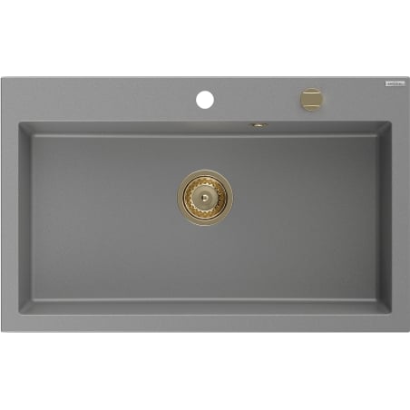 Mexen Elix мивка от гранит с 1 отделение 800 x 500 mm, сива, златен сифон - 6527801005-71-G