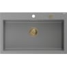 Mexen Elix мивка от гранит с 1 отделение 800 x 500 mm, сива, златен сифон - 6527801005-71-G