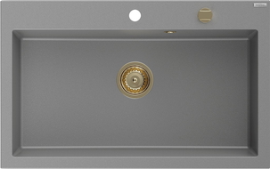Mexen Elix мивка от гранит с 1 отделение 800 x 500 mm, сива, златен сифон - 6527801005-71-G