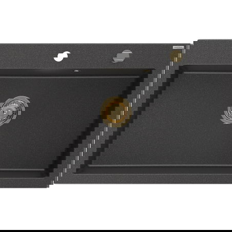 Mexen Elix гранитна мивка с 1 камера 800 x 500 мм, черна на петна, златен сифон - 6527801005-76-G