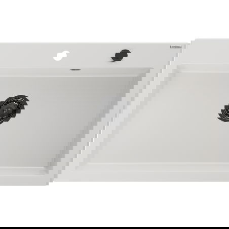 Mexen Elix гранитна мивка с 1 отделение 800 x 500 mm, бяла, черен сифон - 6527801005-20-B