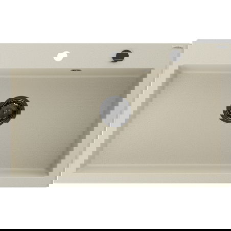 Mexen Elix еднокоморна мивка от гранит 800 x 500 mm, бежова, черен сифон - 6527801005-69-B