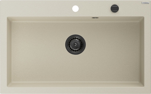 Mexen Elix еднокоморна мивка от гранит 800 x 500 mm, бежова, черен сифон - 6527801005-69-B
