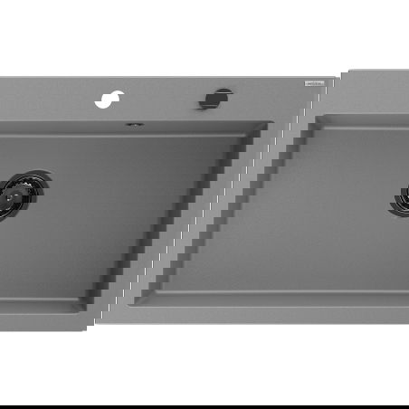 Mexen Elix гранитна мивка с 1 отделение 800 x 500 mm, сива, сифон черен - 6527801005-71-B