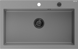 Mexen Elix гранитна мивка с 1 отделение 800 x 500 mm, сива, сифон черен - 6527801005-71-B