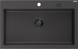 Mexen Elix кухненска мивка от гранит с 1 камера 800 x 500 мм, черна със ситни пръски, сифон черен - 6527801005-76-B