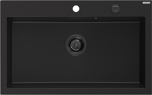 Mexen Elix гранитна мивка с една камера 800 x 500 mm, черна, златен сифон - 6527801005-77-B