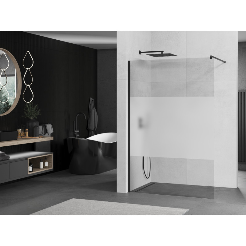 Mexen Kioto душове стъкло Walk-in 140 x 200 см, прозрачно/матово 8 мм, черно