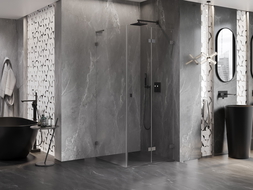 Mexen Lunar-F L сгъваема душ кабина дясна 100 x 100 см, прозрачна, четка gun gray - 836L-100-100-66-00-P