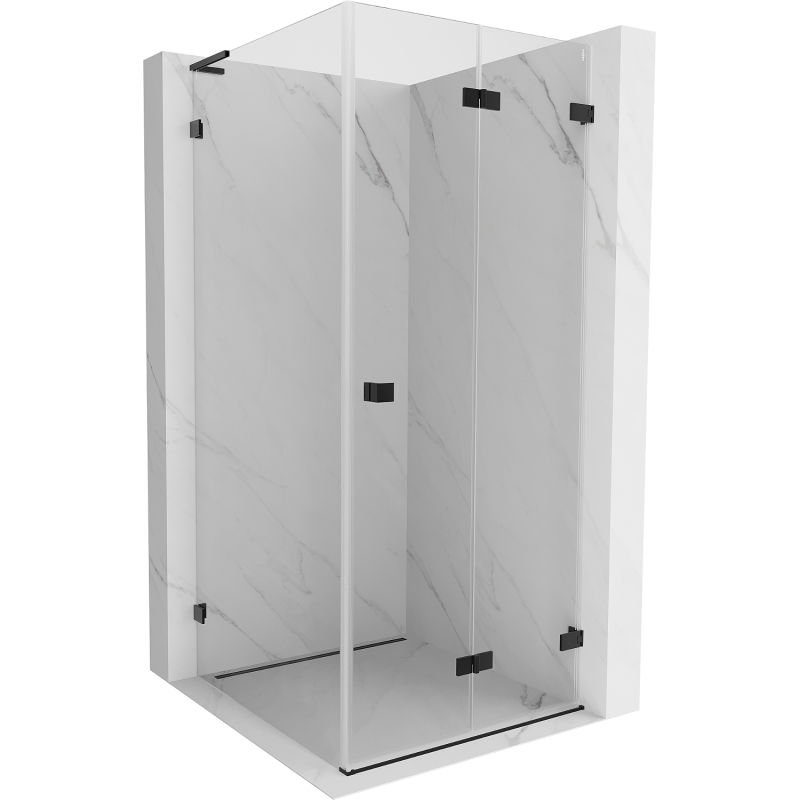 Mexen Lunar-F L сгъваема душ кабина дясна 70 x 70 см, прозрачна, черна - 836L-070-070-70-00-P