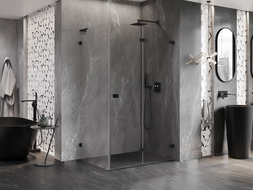 Mexen Lunar-F L сгъваема душ кабина дясна 100 x 90 см, прозрачна, черна - 836L-100-090-70-00-P