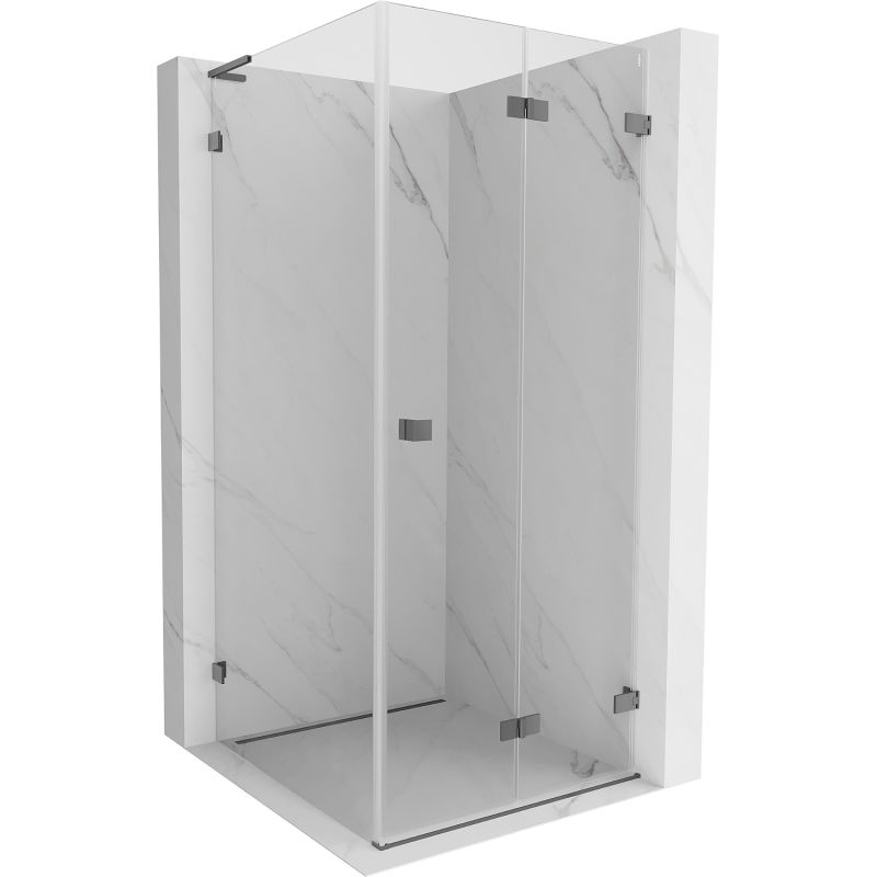 Mexen Lunar-F L сгъваема душ кабина дясна 90 x 90 см, прозрачна, Gun Metal - 836L-090-090-95-00-P