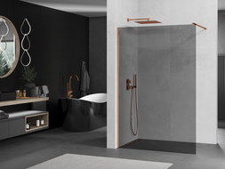 Mexen Kioto стена за душ печка Walk-in 130 x 200 см, графит 8 мм, розово злато - 800-130-101-60-40