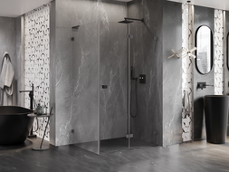 Mexen Lunar-F L сгъваема душ кабина дясна 95 x 90 см, прозрачна, gun metal - 836L-095-090-95-00-P