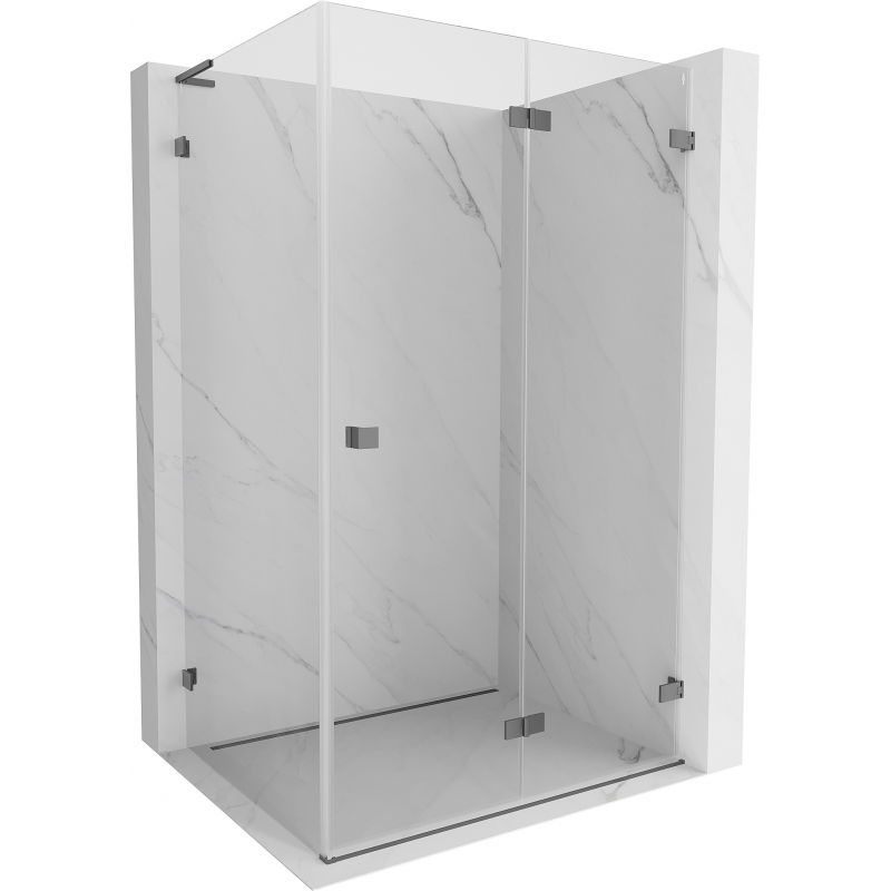 Mexen Lunar-F L сгъваема душ кабина дясна 95 x 90 см, прозрачна, gun metal - 836L-095-090-95-00-P