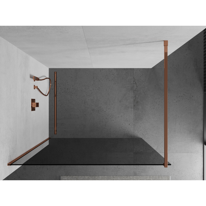 Mexen Kioto Преграда за душ тип Walk-in 140 x 200 см, графит 8 мм, розово злато