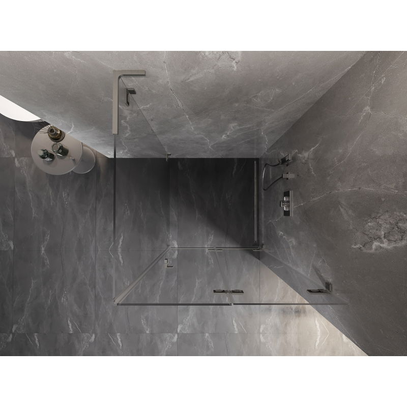 Mexen Lunar-F L сгъваема душ кабина дясна 70 x 70 см, прозрачна, четкан никел - 836L-070-070-97-00-P