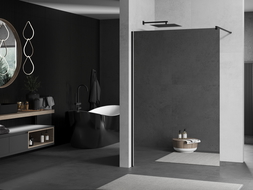 Mexen Kioto стена за душ Walk-in 140 x 200 см, огледално стъкло 8 мм, черно - 800-140-101-70-50