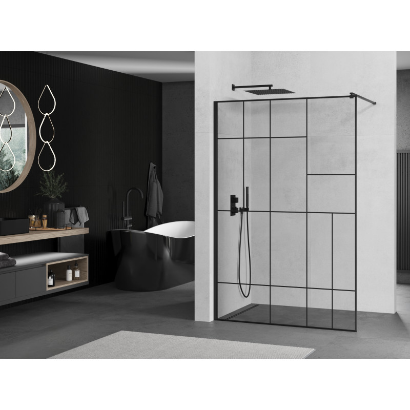 Mexen Kioto Душ стена Walk-in 80 x 200 cm, черен мотив 8 mm, черна - 800-080-101-70-78