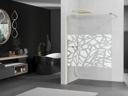 Mexen Kioto преграда за душ Walk-in 100 x 200 см, бял модел 8 мм, злато - 800-100-101-50-85
