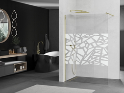 Mexen Kioto преграда за душ кабина Walk-in 120 x 200 см, бял десен 8 мм, златен - 800-120-101-50-85