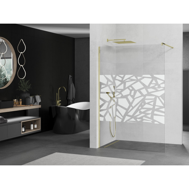Mexen Kioto душ кабина Walk-in 140 x 200 см, бял модел 8 мм, златен - 800-140-101-50-85