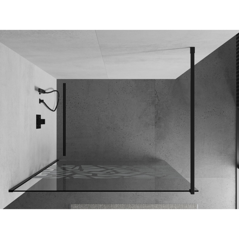 Mexen Kioto душ-преграда Walk-in 70 x 200 см, бял десен 8 мм, черна - 800-070-101-70-85