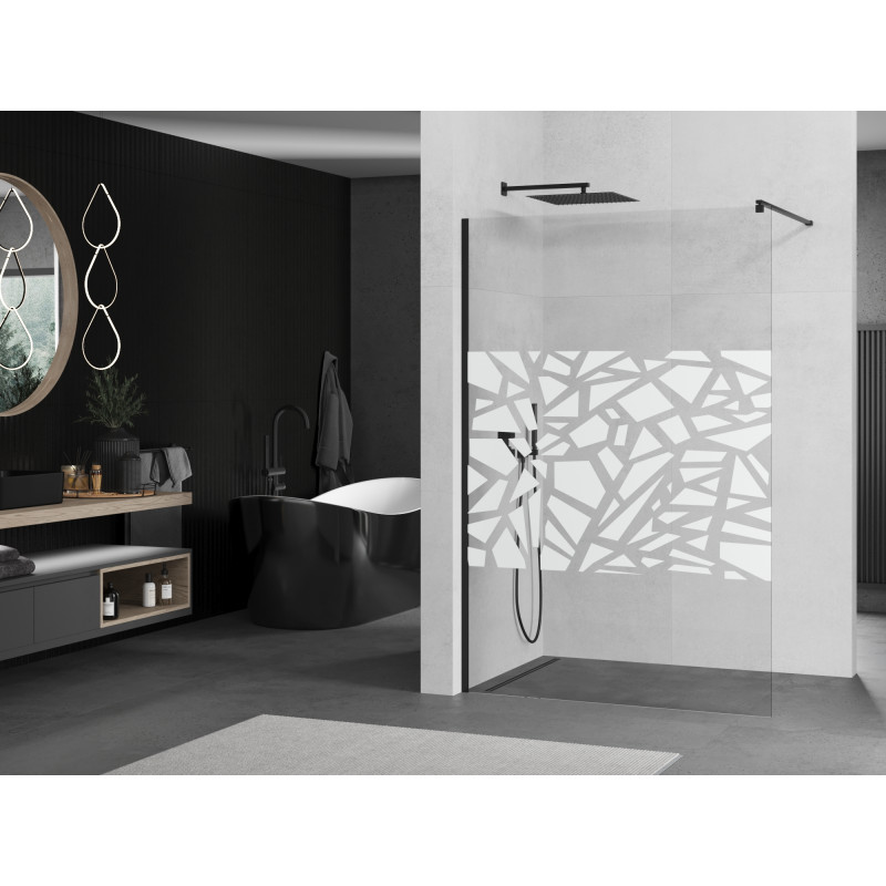 Mexen Kioto душ панел Walk-in 80 x 200 cm, бял модел 8 mm, черен - 800-080-101-70-85