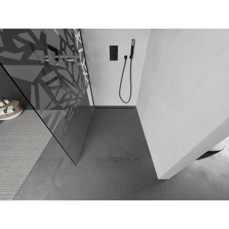 Mexen Kioto душ преграда Walk-in 110 x 200 см, бял модел 8 мм, черна - 800-110-101-70-85