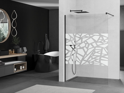Mexen Kioto душова стена 140 x 200 Walk-in см, бял модел 8 мм, черен - 800-140-101-70-85