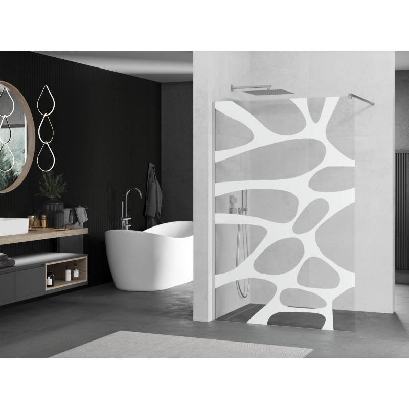 Mexen Kioto душ преграда Walk-in 140 x 200 cm, бяла вълна 8 mm, хром - 800-140-101-01-97