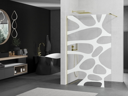 Mexen Kioto Walk-in душ стена 80 x 200 см, бял модел 8 мм, златен - 800-080-101-50-97