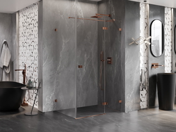 Mexen Lunar T душ кабина с плъзгаща врата дясна 135 x 90 см, прозрачна, розово злато - 834T-135-090-60-00-P