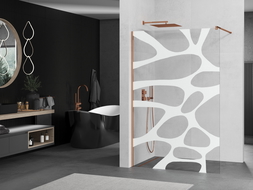 Mexen Kioto душова стена Walk-in 70 x 200 см, бял модел 8 мм, розово злато - 800-070-101-60-97