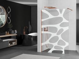 Mexen Kioto душ преграда Walk-in 90 x 200 cm, бяла вълна 8 mm, розово злато - 800-090-101-60-97